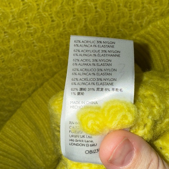 Anthropologie Bia Sweater Women's Medium Yellow Alpaca Wool Blend Cable Knit XS - Picture 11 of 12
